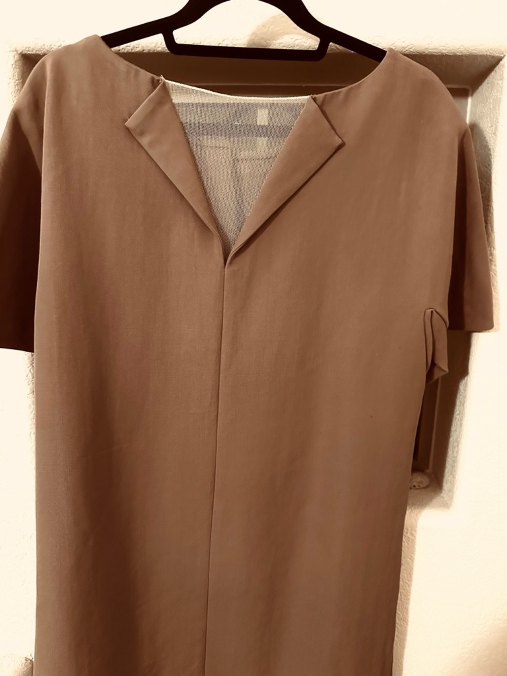 NWOT 3.1 Phillip Lim 100% Wool Silk Draped Flutter Sleeve Shift Dress Taupe - Picture 7 of 7